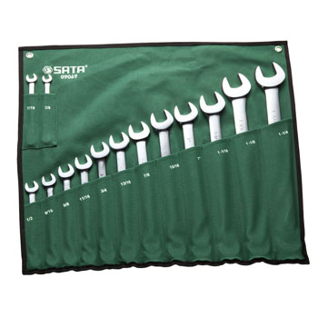 Juego llaves combinadas (espejo) lona 14 pz 3/8 - 1.1/4