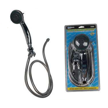 Ducha mano cromada de 3 funciones y manguera de 1.5 mts.